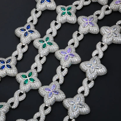 Four Leaf Clover Infinity Link Moissanite Bracelet – 925 Sterling Silver, view 7