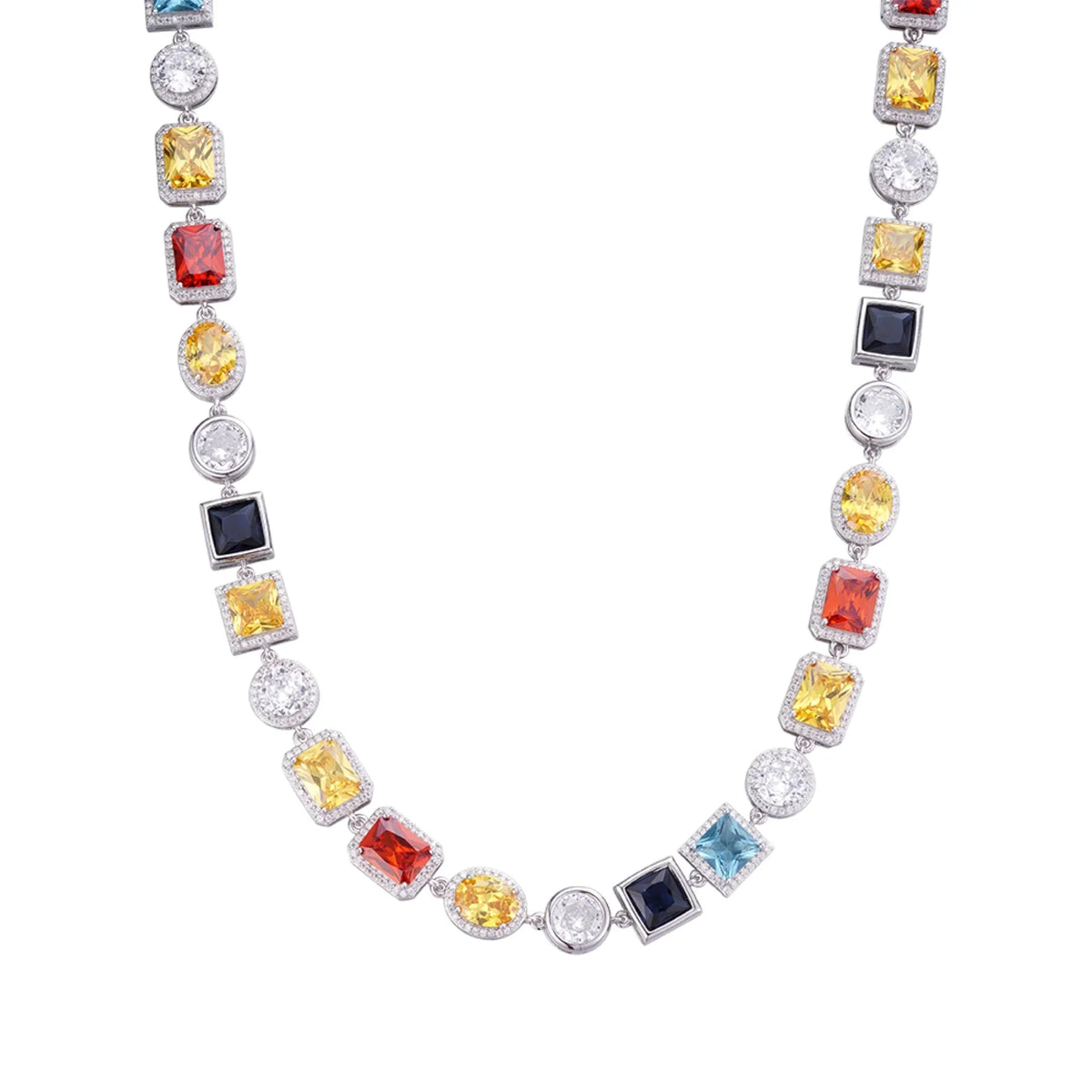 Color Gemstone Moissanite Necklace – 925 Sterling Silver