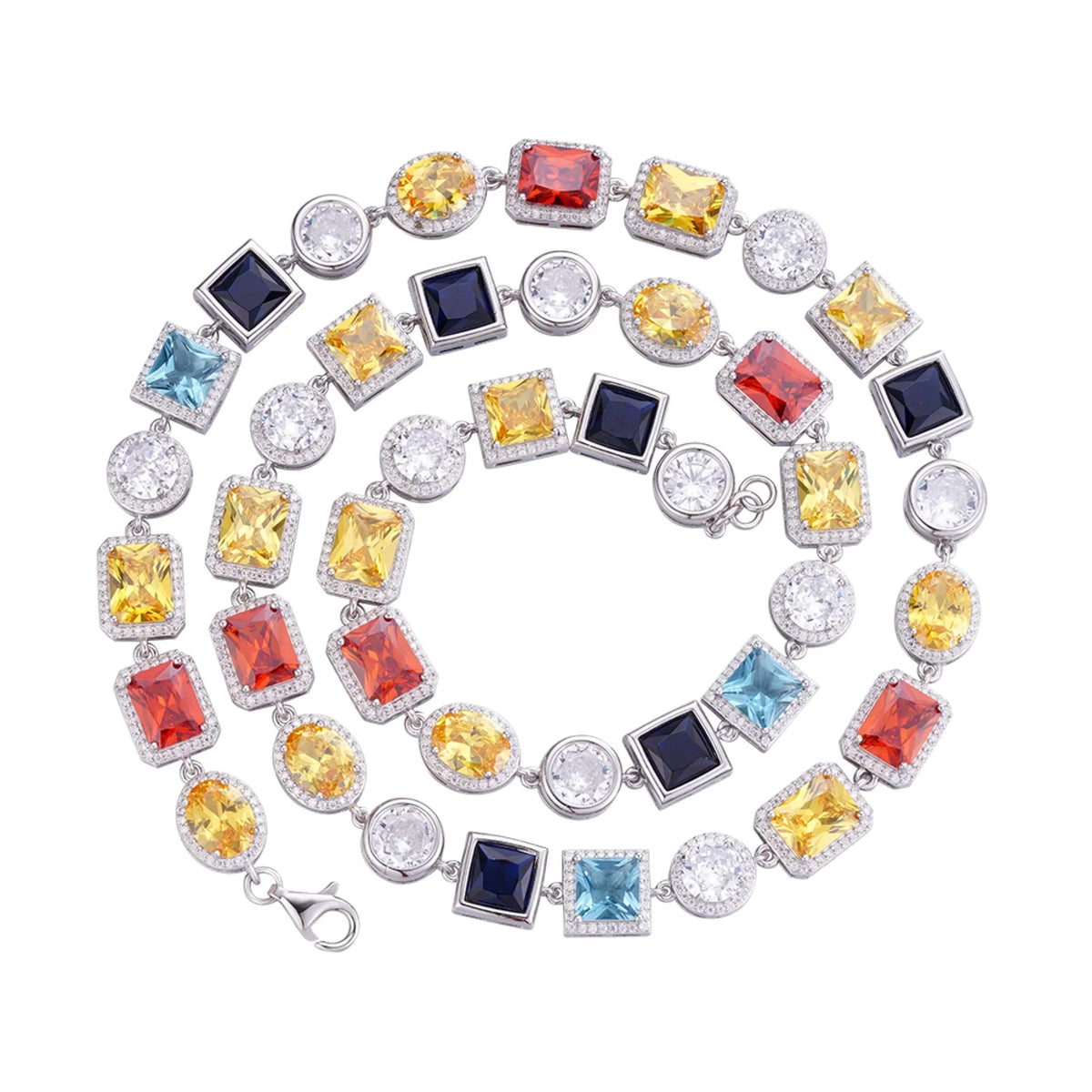 Color Gemstone Moissanite Necklace – 925 Sterling Silver, view 2