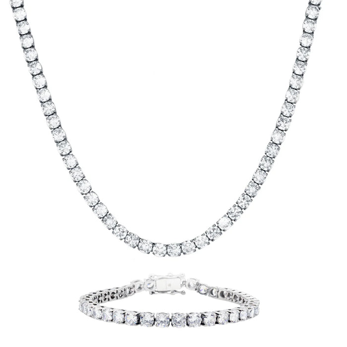 3mm VVS D Moissanite Tennis Necklace & Bracelet Set – 925 Sterling Silver
