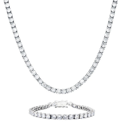 3mm VVS D Moissanite Tennis Necklace & Bracelet Set – 925 Sterling Silver