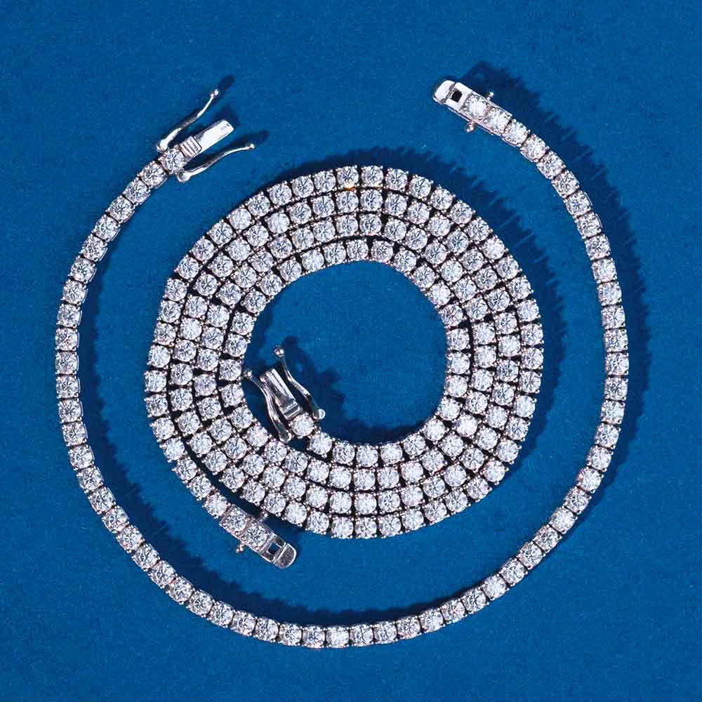 3mm VVS D Moissanite Tennis Necklace & Bracelet Set – 925 Sterling Silver, view 3