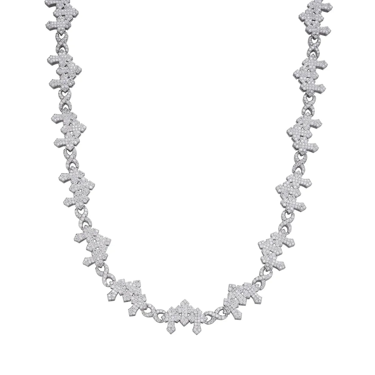 Triple Cross Infinity Link VVS D Moissanite Necklace – 925 Sterling Silver, view 2