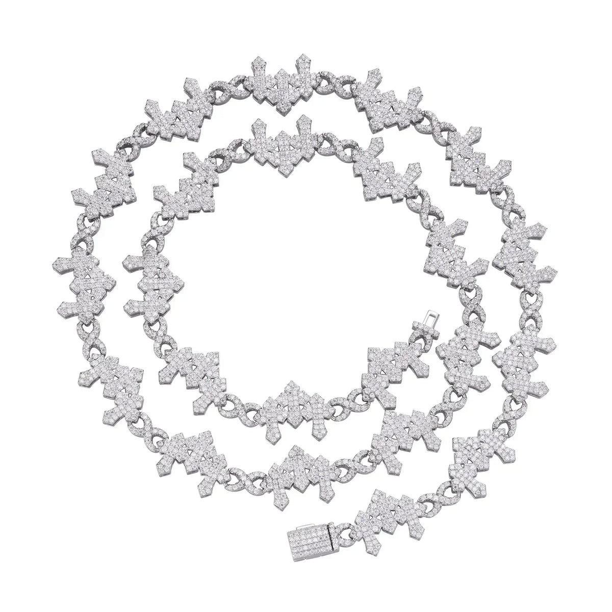 Triple Cross Infinity Link VVS D Moissanite Necklace – 925 Sterling Silver, view 4