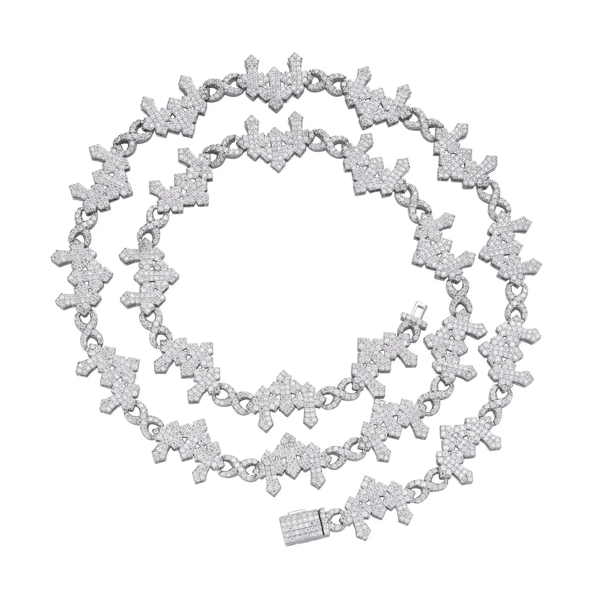 VVS D Moissanite Infinity Cross Chain & Bracelet Set, view 2