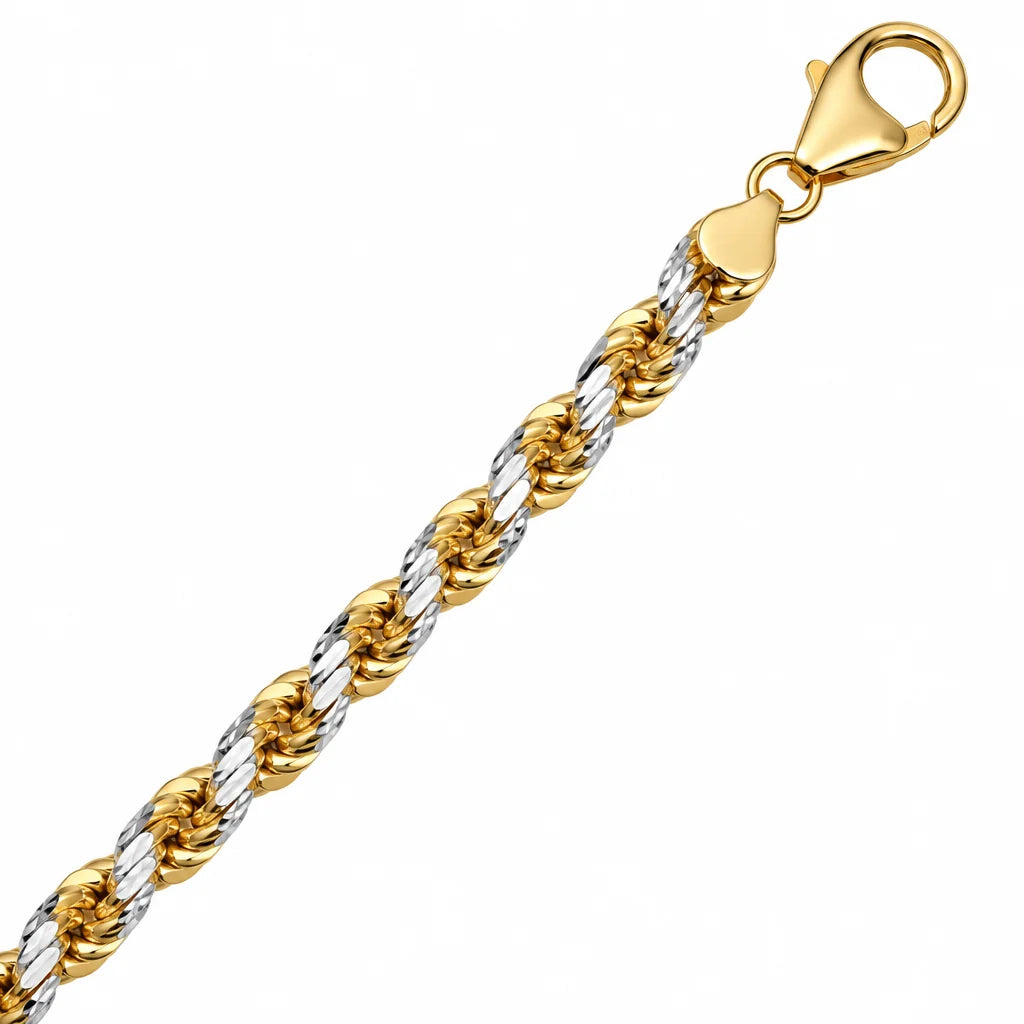 Two-Tone Sterling Silver Rope Bracelet, view 2