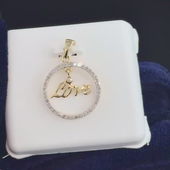 10K Gold Natural Diamond Love Circle Pendant video