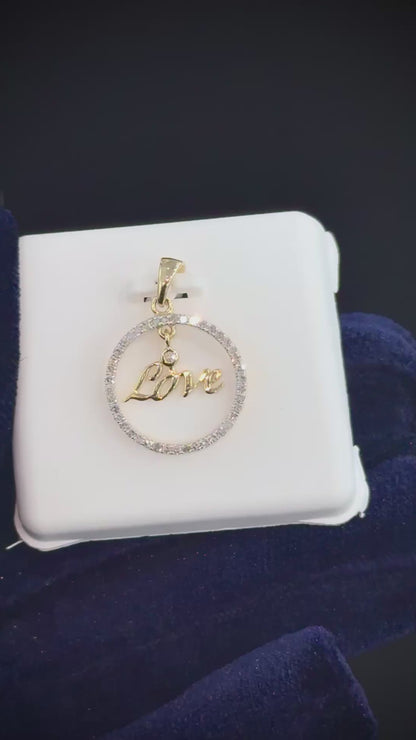 10K Gold Natural Diamond Love Circle Pendant video