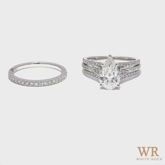2.70 CTW Pear Lab Grown Diamond Bridal Set, 14K White Gold video