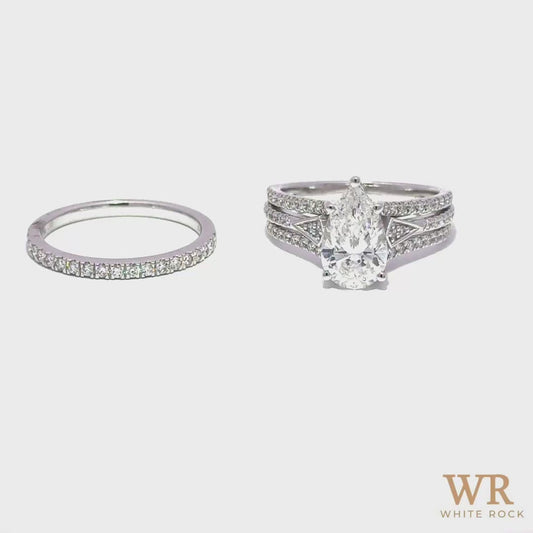 2.70 CTW Pear Lab Grown Diamond Bridal Set, 14K White Gold video