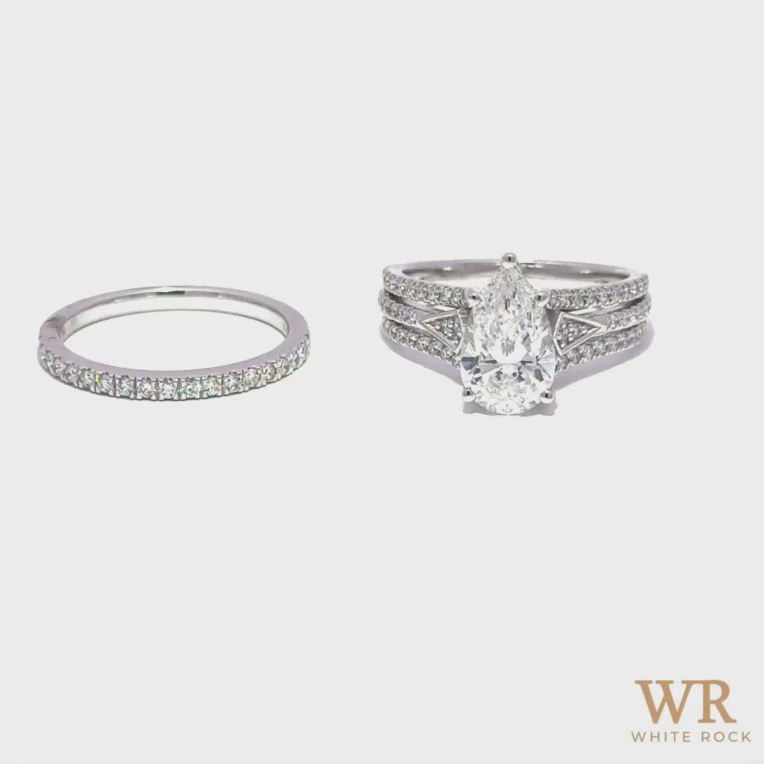 2.70 CTW Pear Lab Grown Diamond Bridal Set, 14K White Gold video