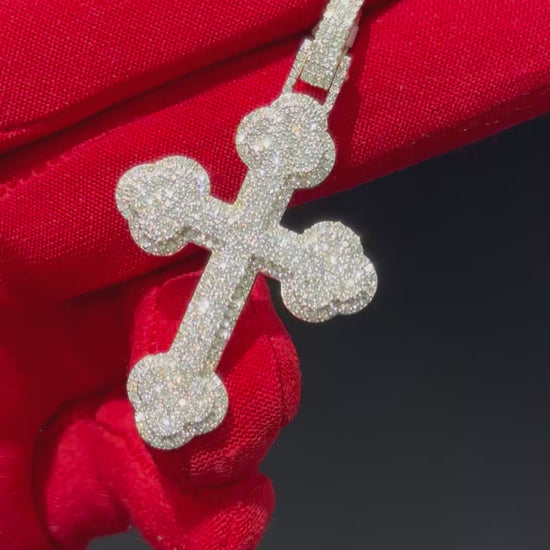 10K Gold Natural Diamond Cross Pendant video