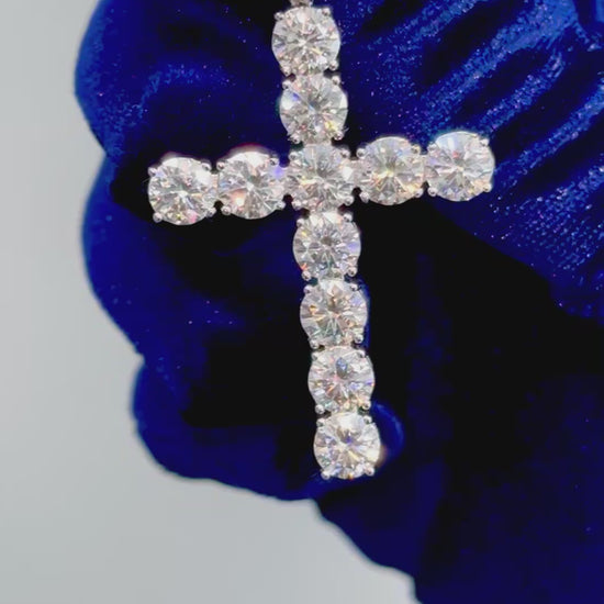 Moissanite Solitaire Cross Pendant, 925 Silver video