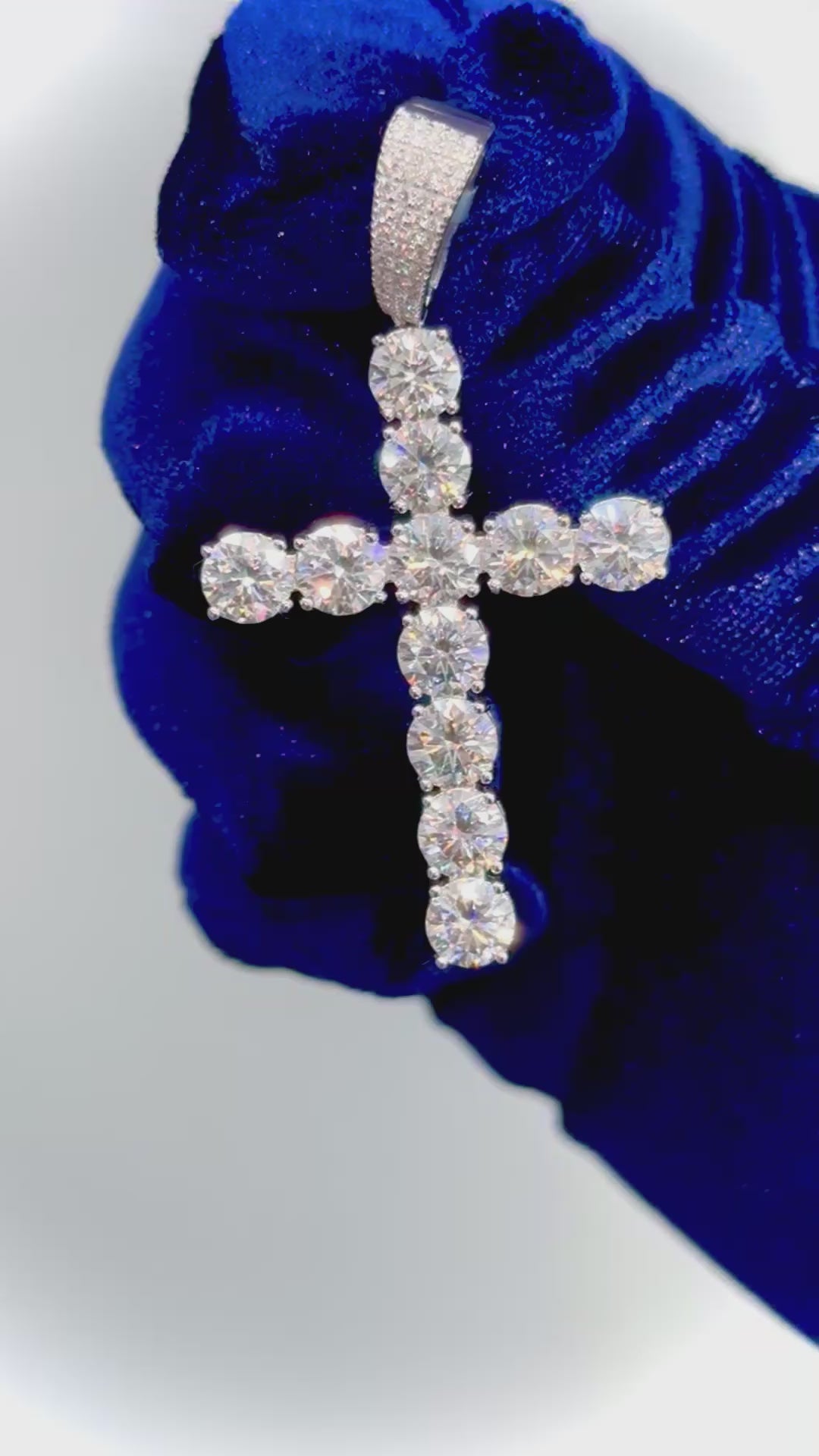 Moissanite Solitaire Cross Pendant, 925 Silver video
