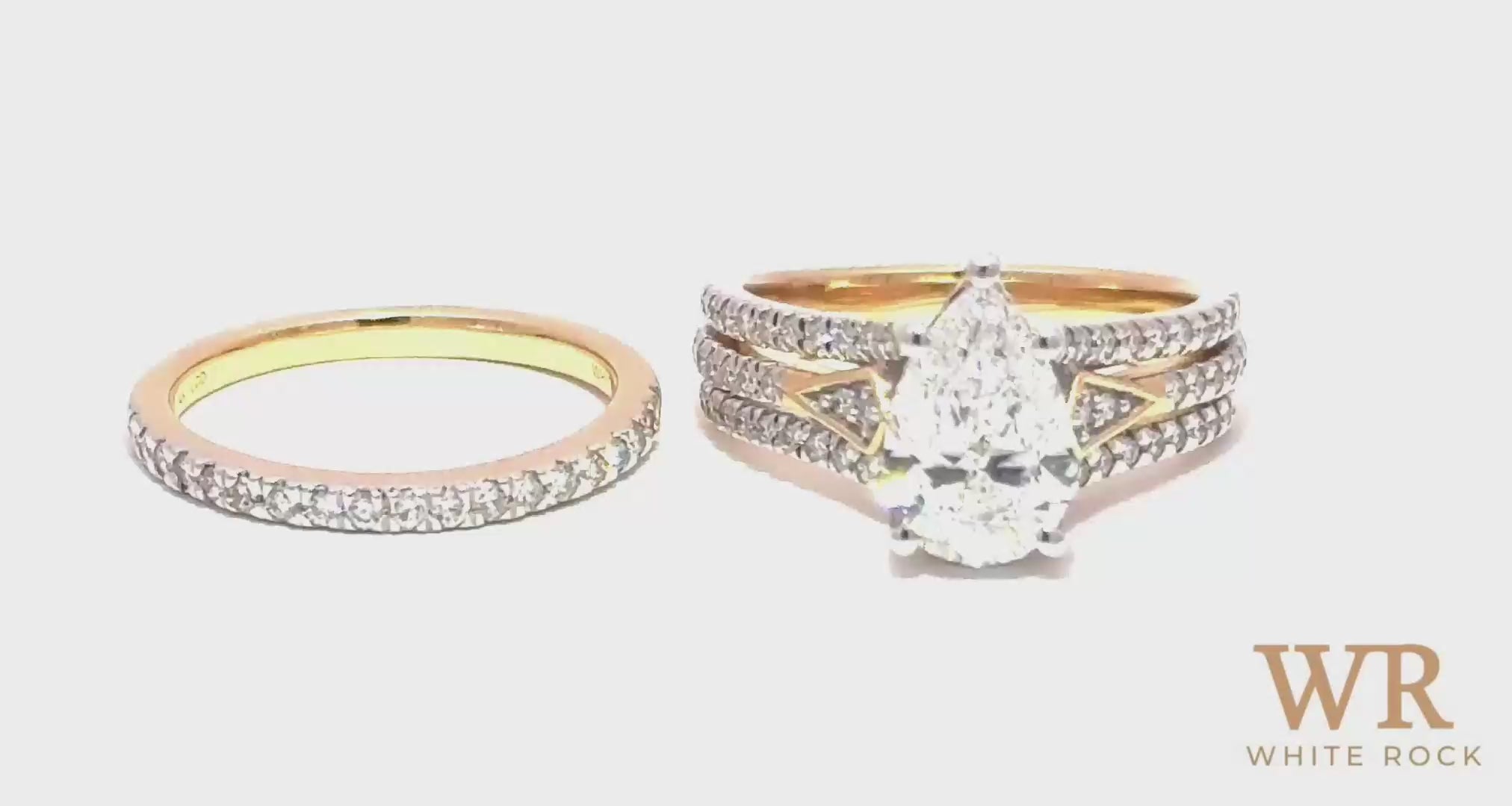 2.70 CTW Pear Lab Grown Diamond Bridal Set, 14K Yellow Gold video
