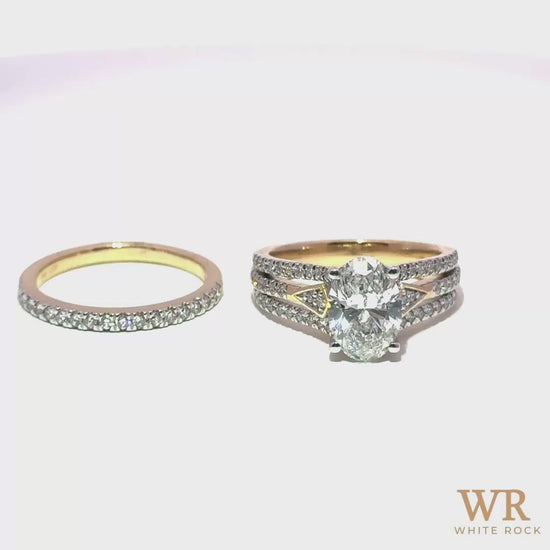 2.75 CTW Oval Lab Grown Diamond Bridal Set, 14K Yellow Gold video