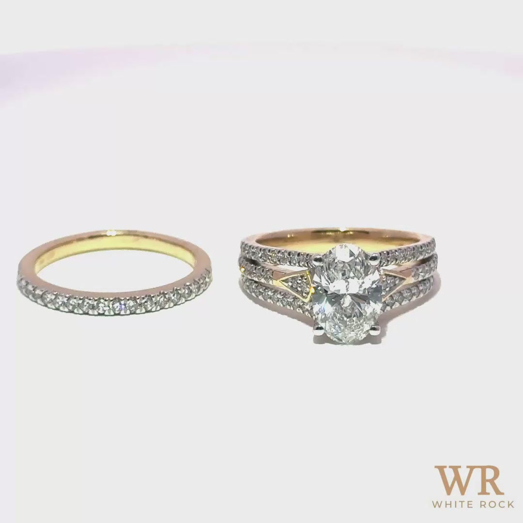 2.75 CTW Oval Lab Grown Diamond Bridal Set, 14K Yellow Gold video