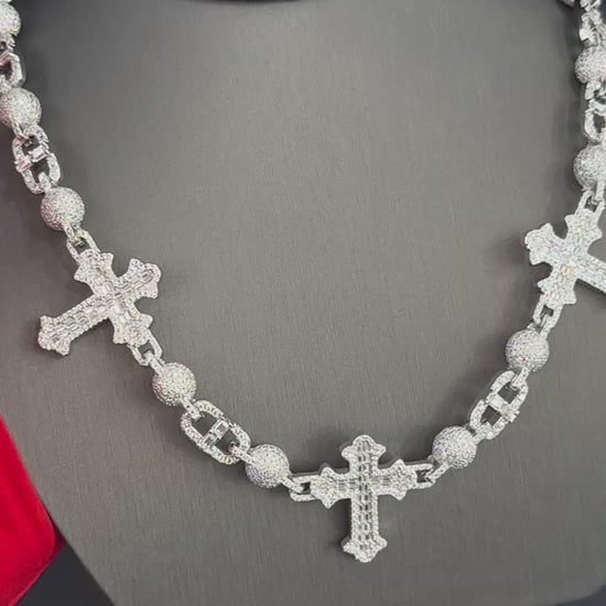 Moissanite Custom Cross Chain, 925 Silver video