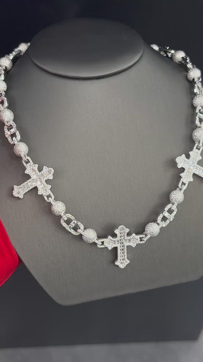 Moissanite Custom Cross Chain, 925 Silver video