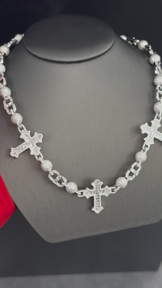 Moissanite Custom Cross Chain, 925 Silver video