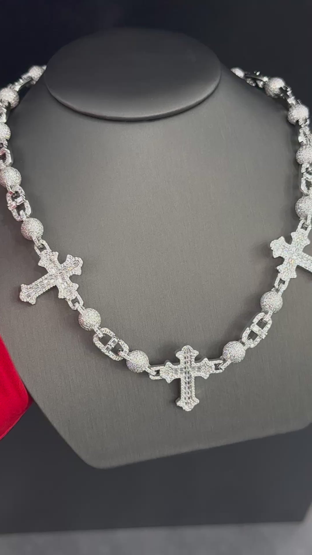 Moissanite Custom Cross Chain, 925 Silver video
