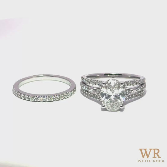 2.75 CTW Oval Lab Grown Diamond Bridal Set, 14K White Gold video
