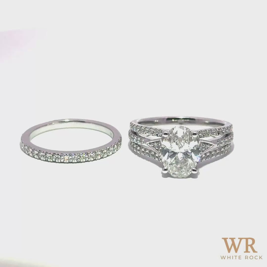 2.75 CTW Oval Lab Grown Diamond Bridal Set, 14K White Gold video