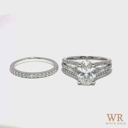 2.75 CTW Oval Lab Grown Diamond Bridal Set, 14K White Gold video