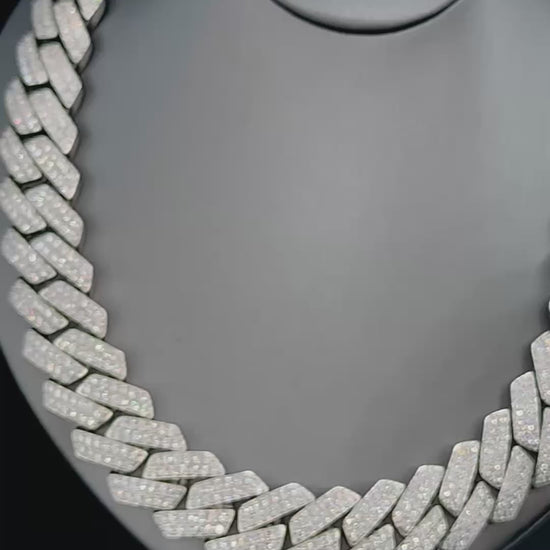 20mm Solid Moissanite Cuban Chain, 925 Silver video
