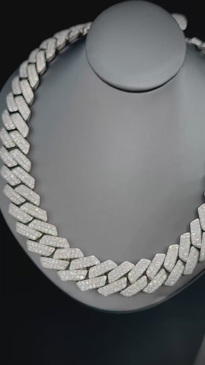 20mm Solid Moissanite Cuban Chain, 925 Silver video