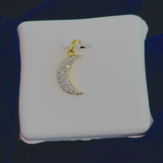 10K Gold Diamond Moon Pendant video