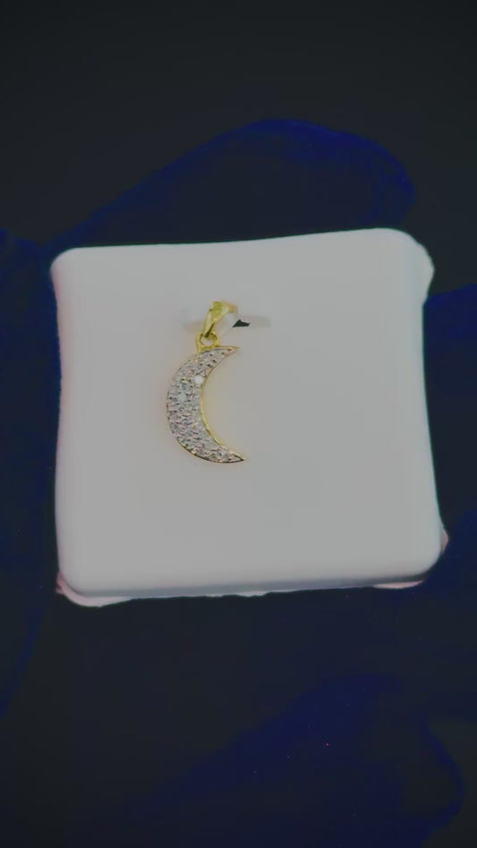 10K Gold Diamond Moon Pendant video