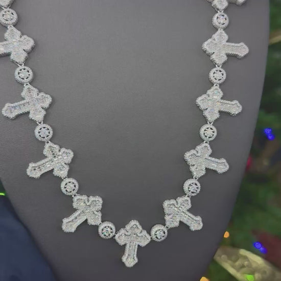 Moissanite Cross Necklace, 925 Silver video
