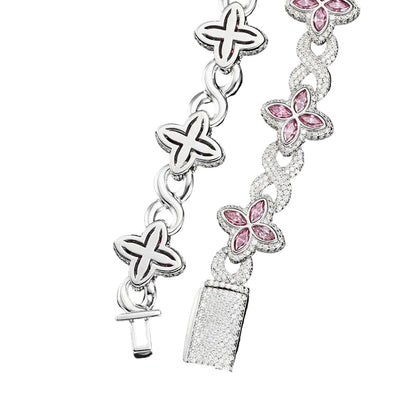 Pink VVS Moissanite Marquise Clover Necklace – 22 Inch, view 2