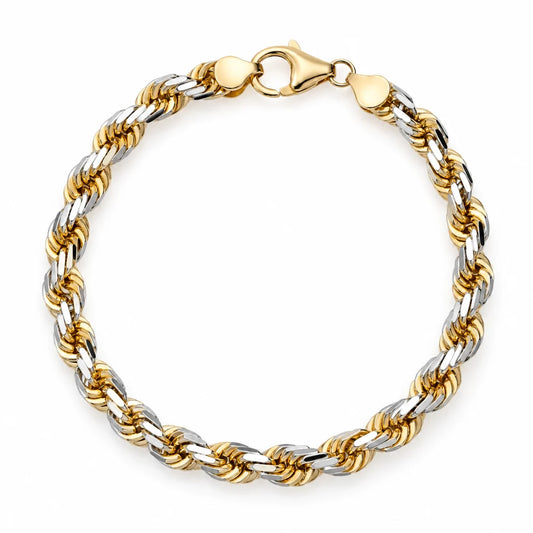Two-Tone Sterling Silver Rope Bracelet
