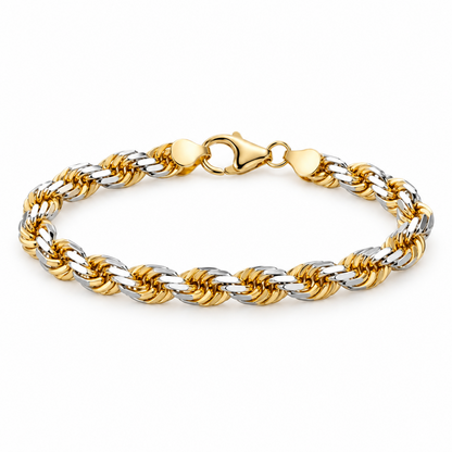 Two-Tone Sterling Silver Rope Bracelet, view 4