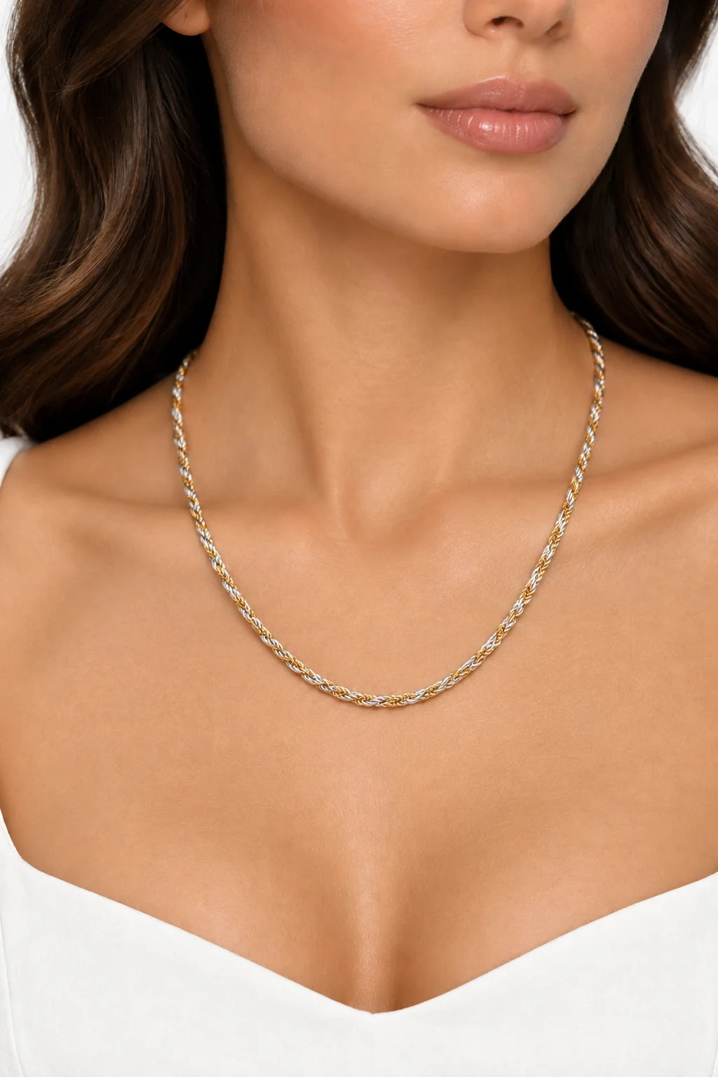 Two-Tone Sterling Silver Rope Chain, view 3
