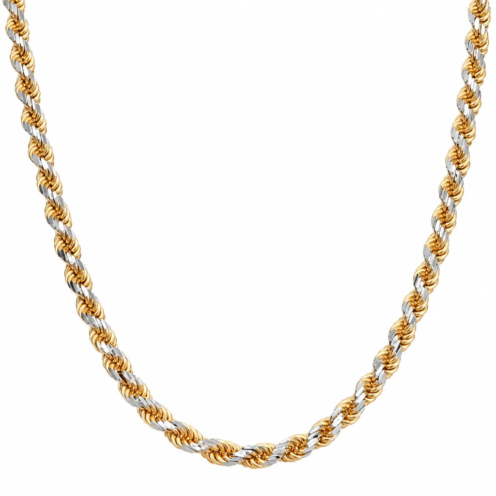 Two-Tone Sterling Silver Rope Chain
