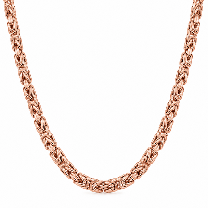 14K Rose Gold Semi-Solid Byzantine Chain Necklace