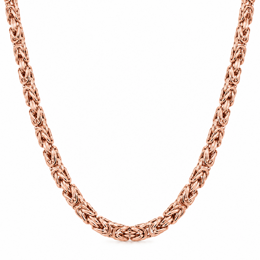 14K Rose Gold Semi-Solid Byzantine Chain Necklace