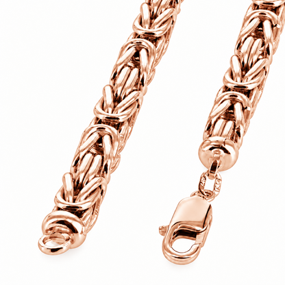 14K Rose Gold Solid Byzantine Chain Necklace, view 2