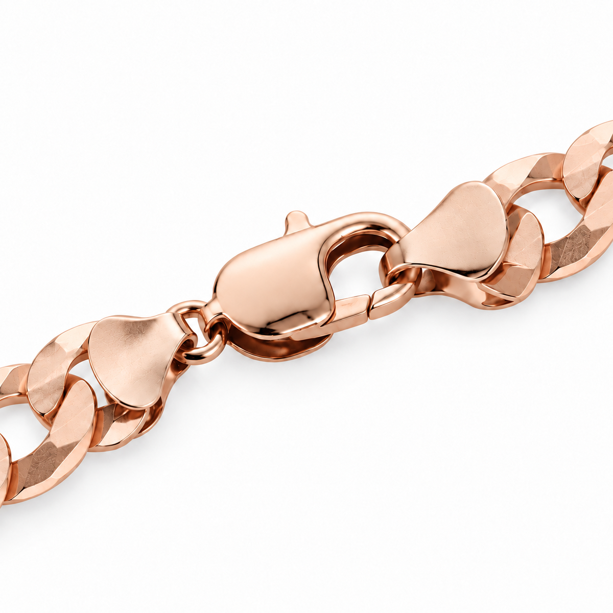18K Rose Gold Cuban Curb Link Bracelet, detail view