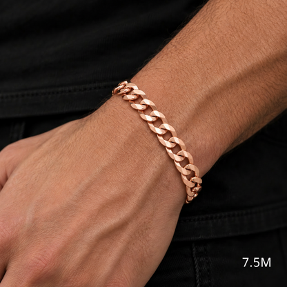 14K Rose Gold Solid Cuban Curb Link Bracelet, alternate view