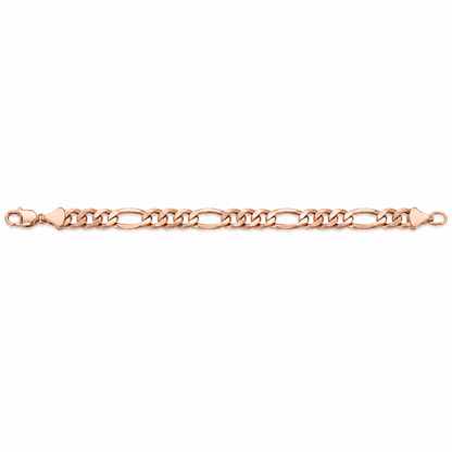 14K Rose Gold Solid Figaro Bracelet, close-up of the links