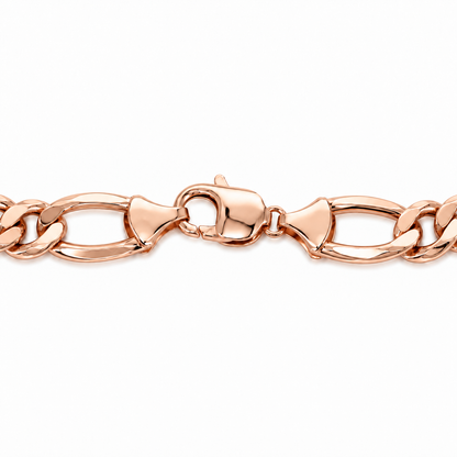 18K Rose Gold Figaro Bracelet, close-up of the links