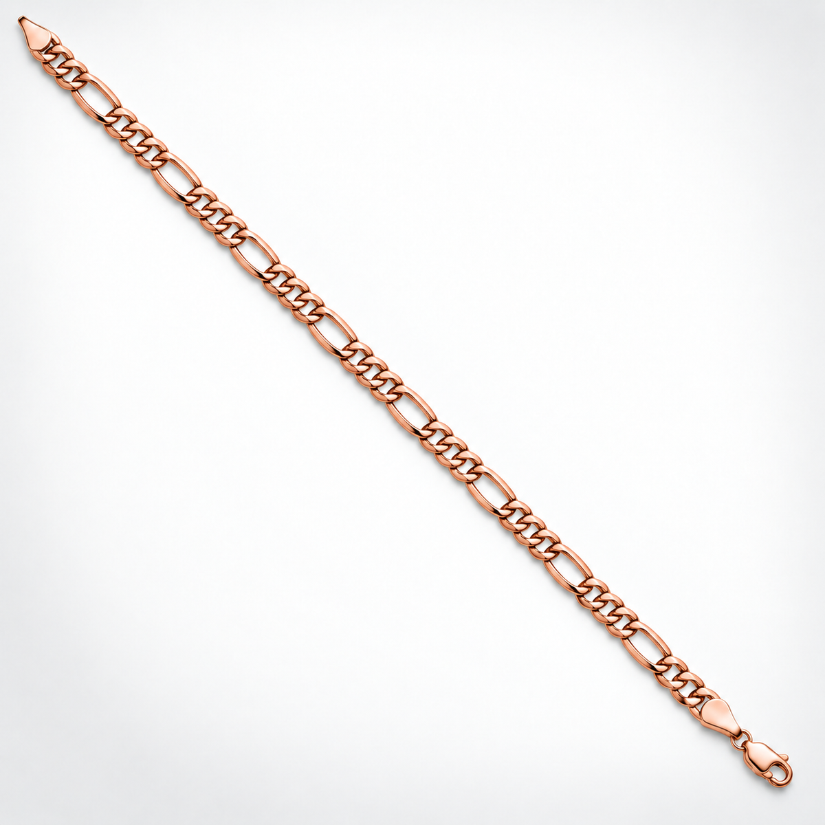 18K Rose Gold Figaro Bracelet, side view