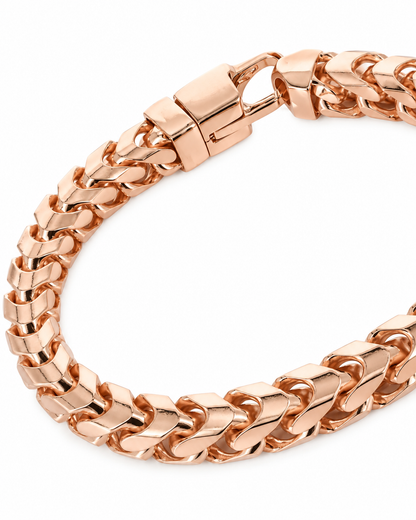 18K Rose Gold Franco Bracelet, detail view