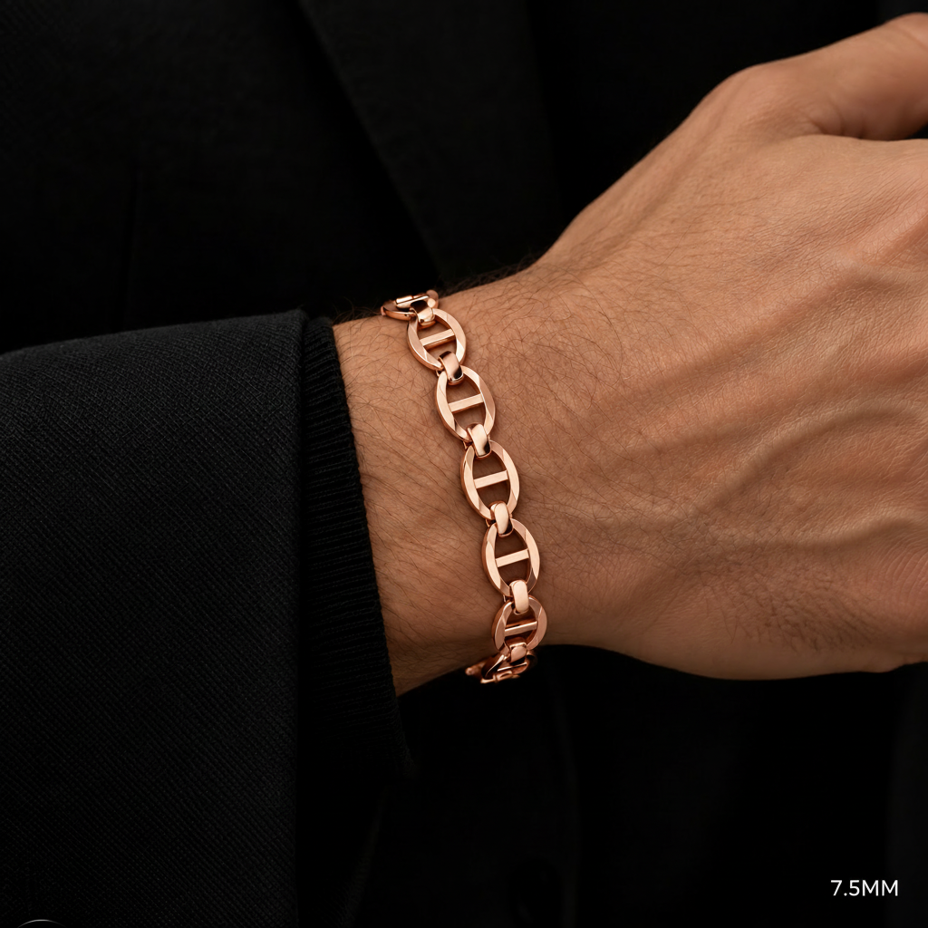 Rose Gold Plated Sterling Silver Mariner Bracelet, view 4