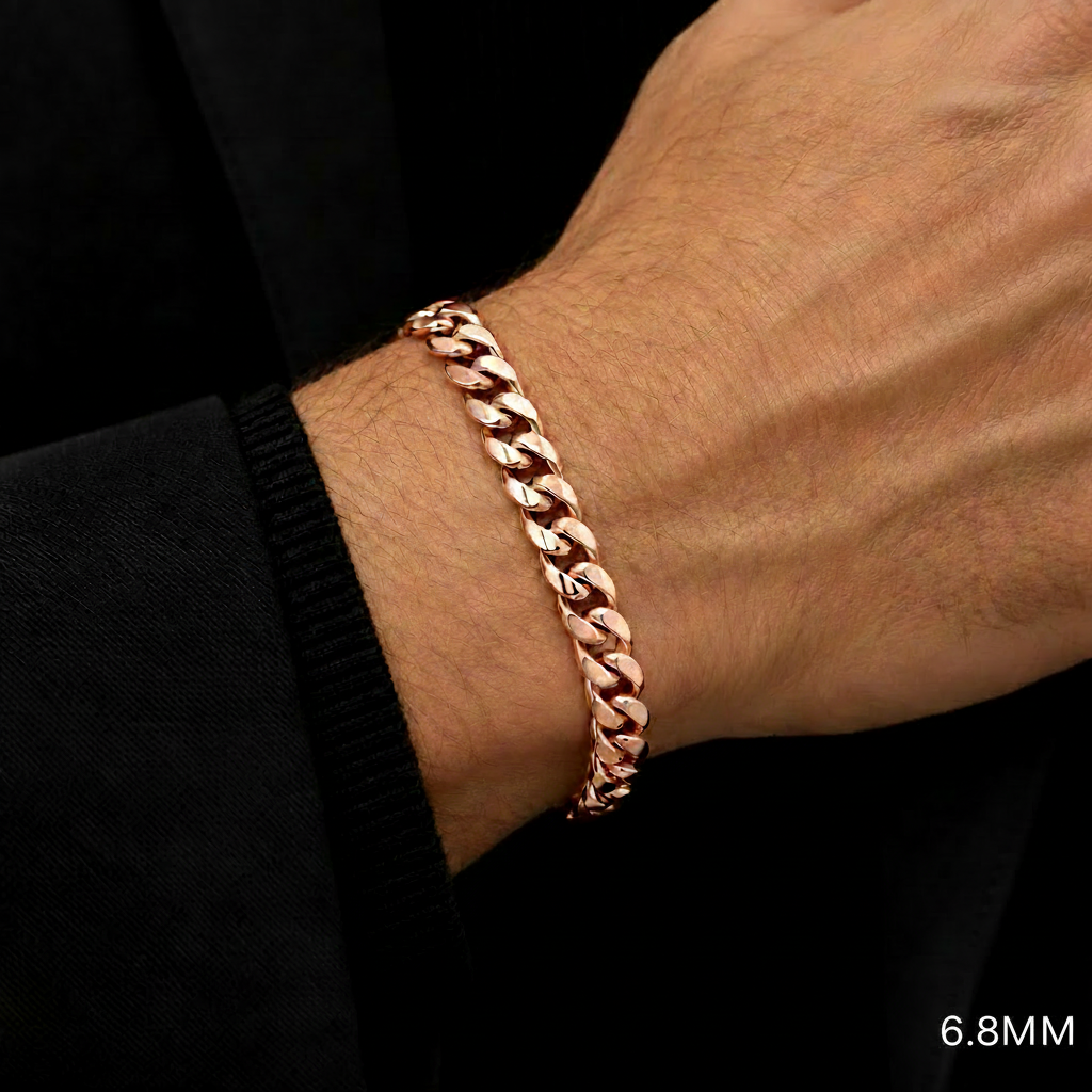 14K Rose Gold Semi-Solid Miami Cuban Link Bracelet, alternate view