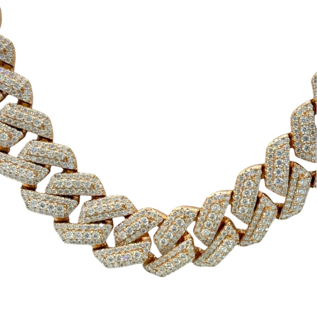 20mm Solitaire Halo Miami Cuban VVS D Moissanite Chain – 925 Sterling Silver, 14K Rose Gold Finish
